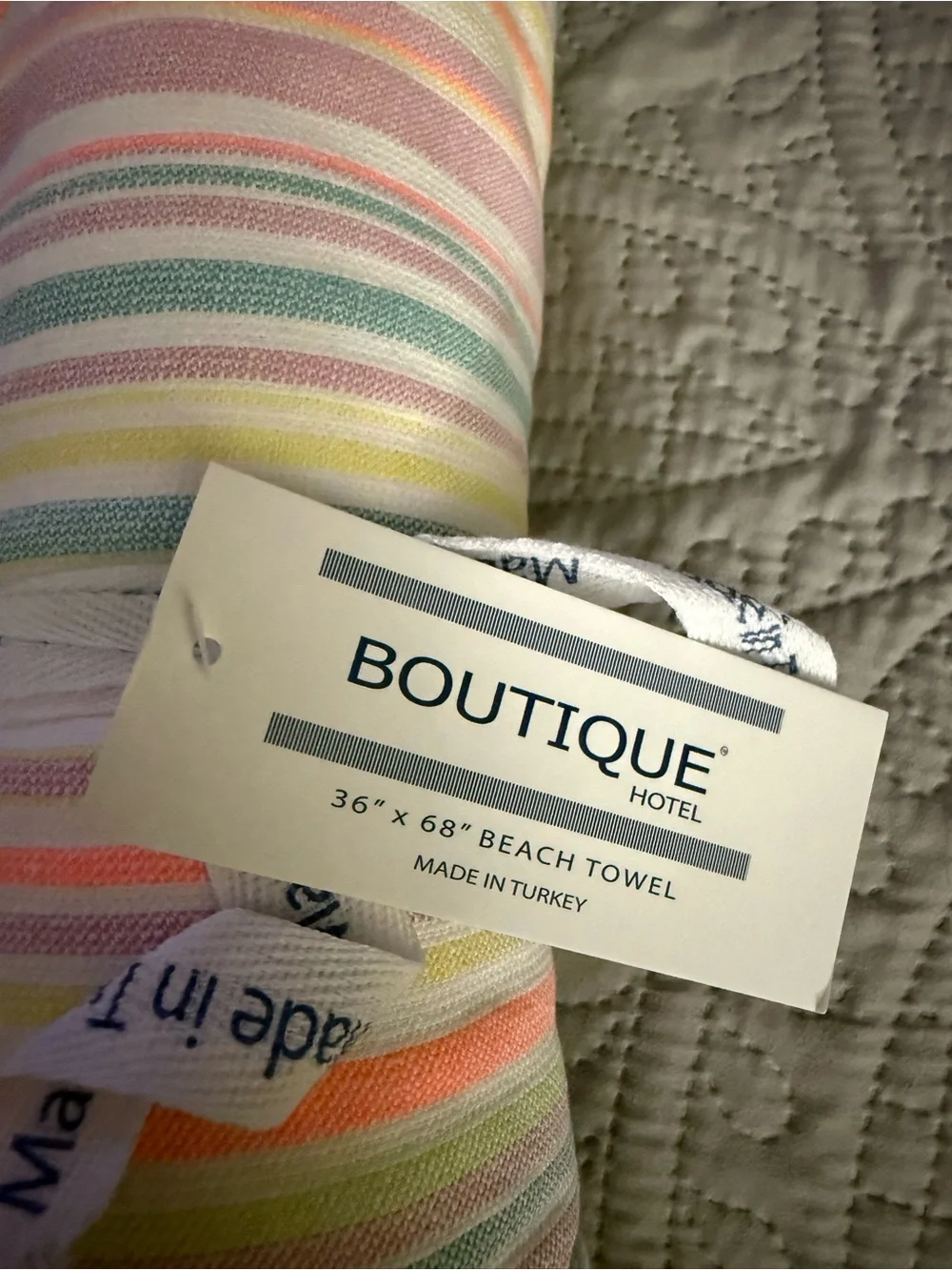 Boutique Hotel Turkish Beach Towel Multi-Color Stripes Cotton 36x68